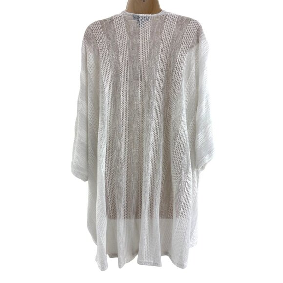 Steve Madden White Shimmery Knit Shawl Wrap Cardigan Kimono Ruana One Size - Picture 3 of 6